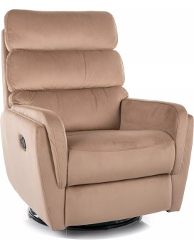 Sametové relaxační polohovací křeslo Argos béžové/černé