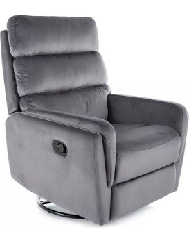 Sametové relaxační polohovací křeslo Argos šedé/černé