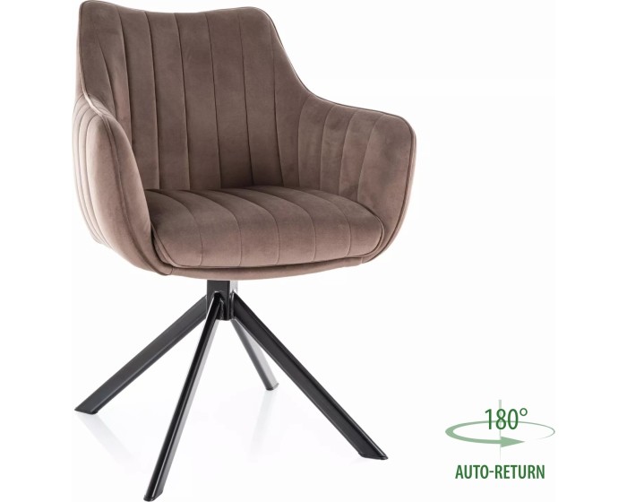 Otočné jídelní křeslo Azalia Velvet cappuccino/černé