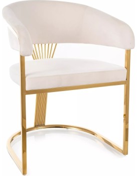 Jídelní křeslo Crown Velvet světle béžové/zlaté