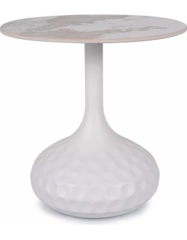 Odkládací stolek Salo B 50 cm bílý/bílý mramor