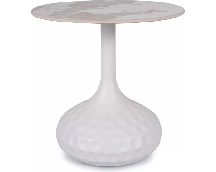 Odkládací stolek Salo B 50 cm bílý/bílý mramor