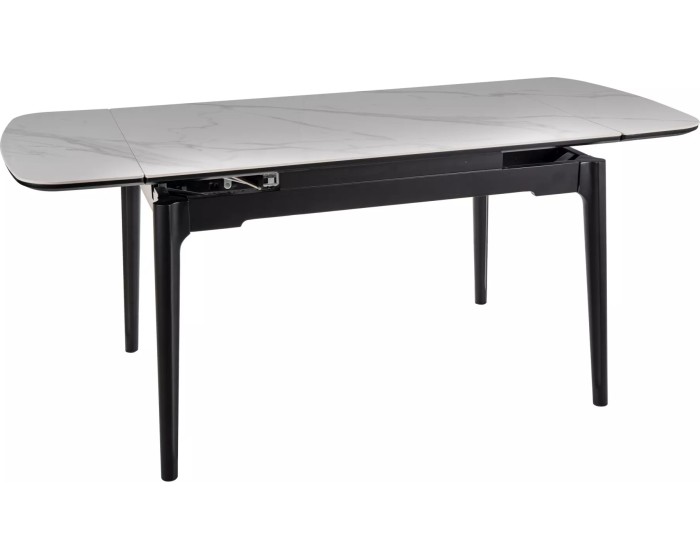 Jídelní rozkládací stůl Sento 120/180 cm keramika bílý mramor/černý