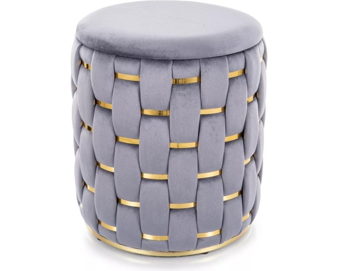 Taburet Tiara Velvet s úložným prostorem šedý/zlatý