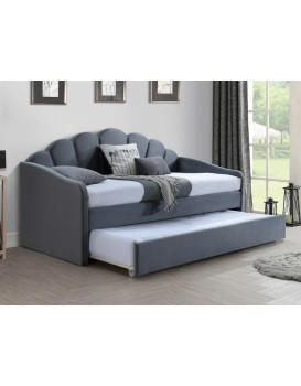 Čalouněná postel Bella Velvet 90x200 s výsuvnou přistýlkou šedá