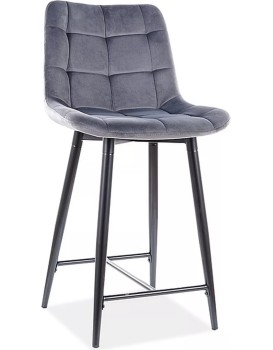 Sametová barová židle CHIC 90 cm šedá