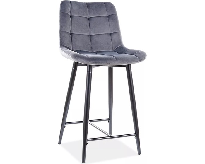 Sametová barová židle CHIC 90 cm šedá