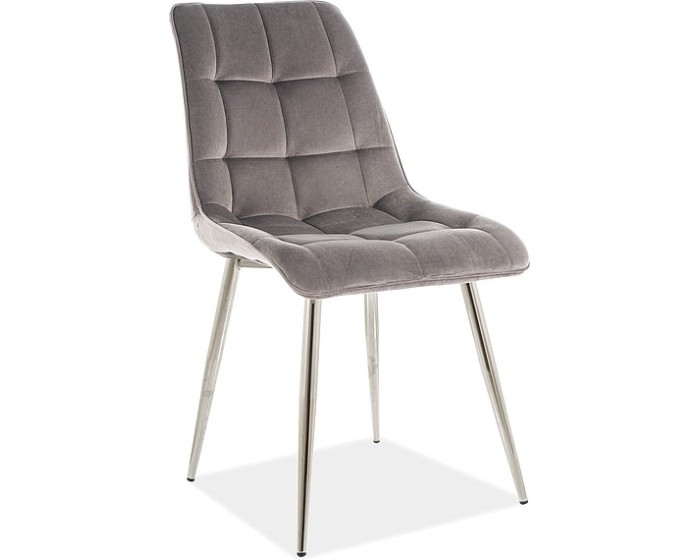 Čalouněná jídelní židle Chic Chrom Velvet šedá