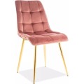 Čalouněná jídelní židle Chic Gold Velvet růžová