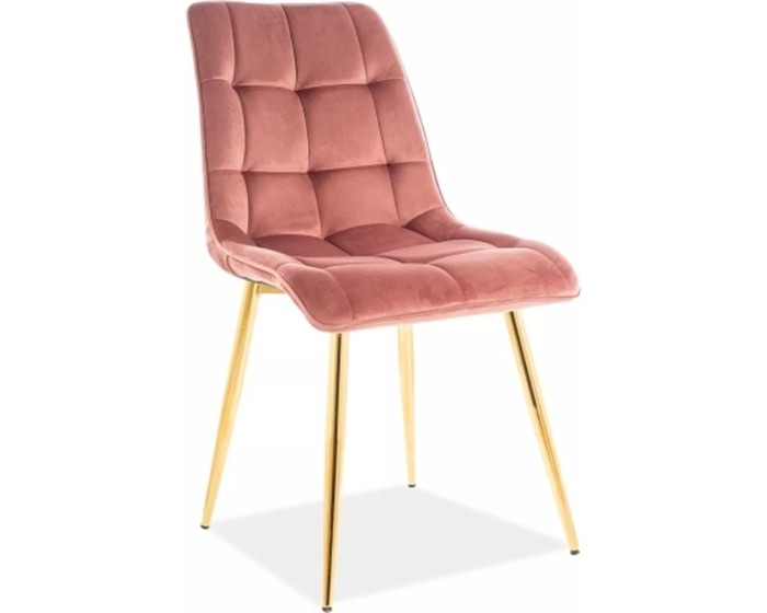 Čalouněná jídelní židle Chic Gold Velvet růžová