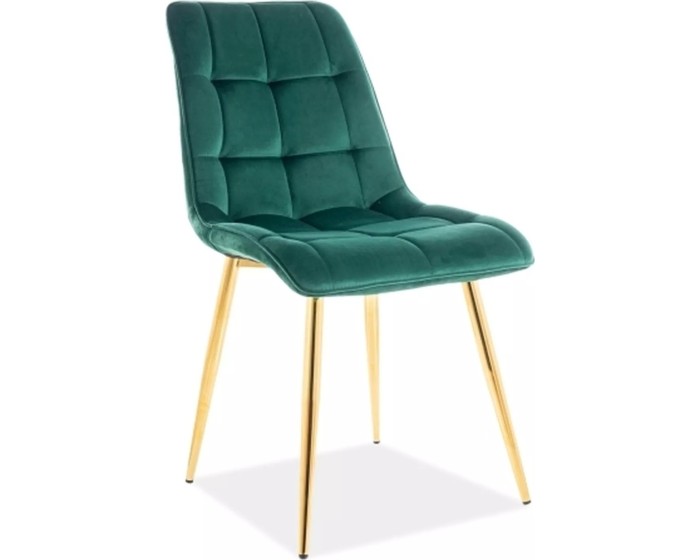 Čalouněná jídelní židle Chic Gold Velvet zelená