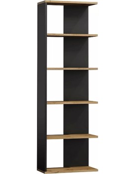 Rohová knihovna NERO 170 cm dub wotan/černá