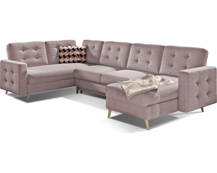 Rohová rozkládací sedací souprava ASGARD U 326 cm Soro 61/Zigzag 60 růžová univerzální