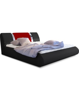 Dvoulůžková postel Flavio 140x200 eko kůže Soft 11 černá/Soft 10 červená