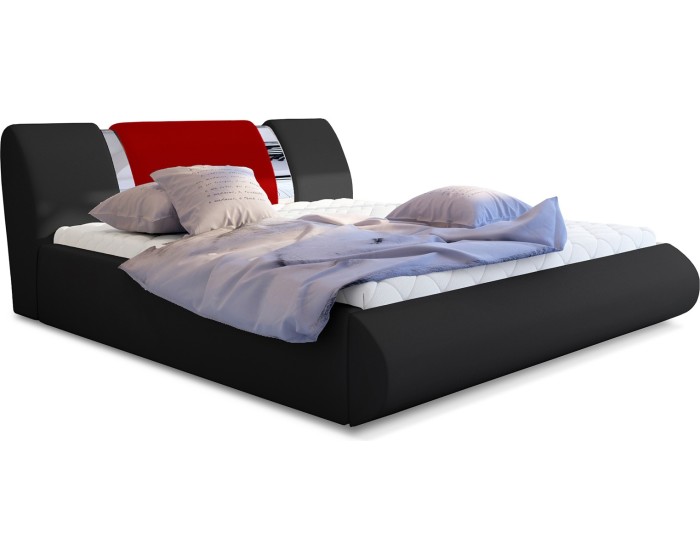 Dvoulůžková postel Flavio 160x200 eko kůže Soft 11 černá/Soft 10 červená