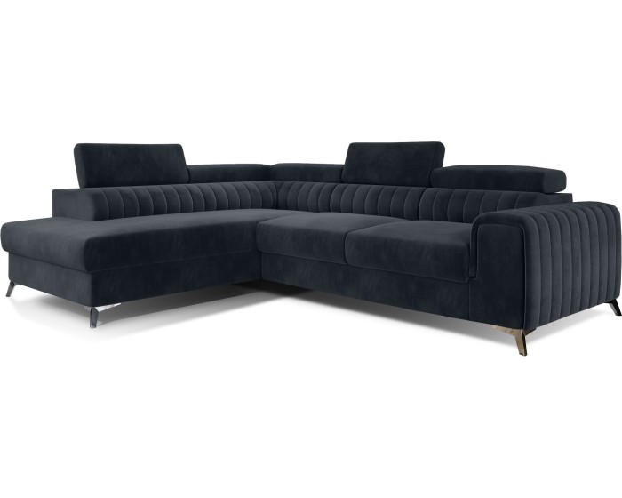 Rohová rozkládací sedací souprava LAURENCE 278 cm Paros 06 tmavě šedá levá