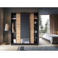 Šatní skříň Esville se zrcadlem 180 cm dub Artisan/černá