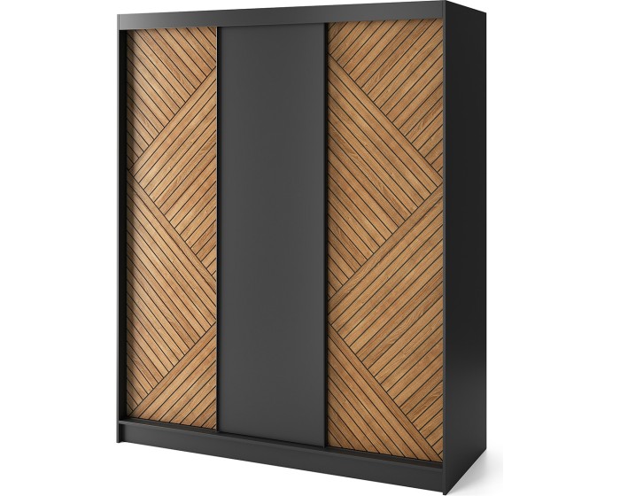 Šatní skříň Marrphy 180 cm dub Caramel/černá
