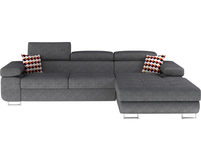Rohová rozkládací sedací souprava ARMANDO 289 cm Gusto 88/Zigzag 60 šedá pravá