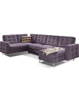 Rohová rozkládací sedací souprava ASGARD U 326 cm Soro 65/Zigzag 60 fialová univerzální