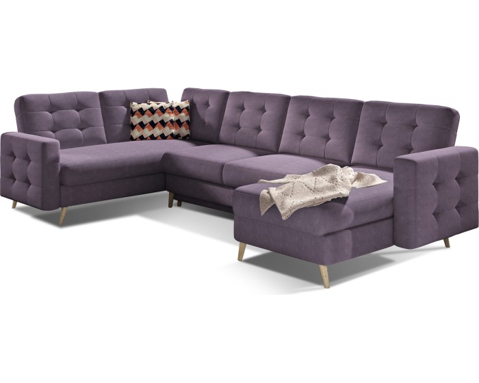Rohová rozkládací sedací souprava ASGARD U 326 cm Soro 65/Zigzag 60 fialová univerzální
