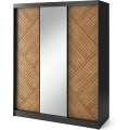 Šatní skříň Marrphy se zrcadlem 180 cm dub Caramel/černá