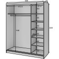 Šatní skříň Esville se zrcadlem 180 cm dub Artisan/černá