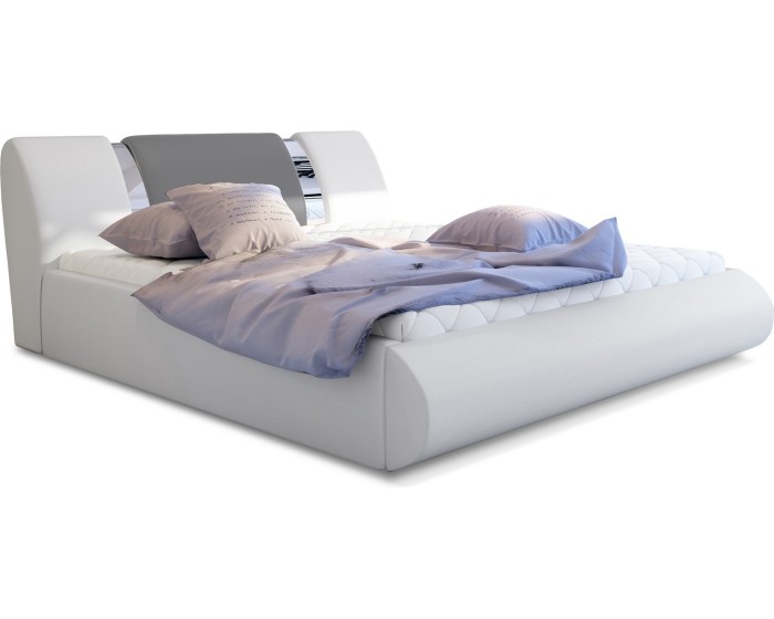 Dvoulůžková postel Flavio 140x200 eko kůže Soft 17 bílá/Soft 29 šedá