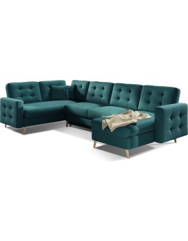 Rohová rozkládací sedací souprava ASGARD U 326 cm Mat Velvet 75 zelená univerzální