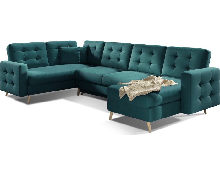 Rohová rozkládací sedací souprava ASGARD U 326 cm Mat Velvet 75 zelená univerzální