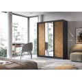 Šatní skříň Marrphy se zrcadlem 180 cm dub Caramel/černá