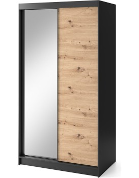 Šatní skříň Esville se zrcadlem 120 cm dub Artisan/černá