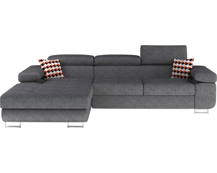 Rohová rozkládací sedací souprava ARMANDO 289 cm Gusto 88/Zigzag 60 šedá levá