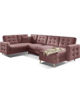 Rohová rozkládací sedací souprava ASGARD U 326 cm Mat Velvet 63 růžová univerzální