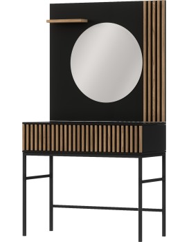 Toaletní stolek se zrcadlem Meorati 85 cm černý/dub Artisan