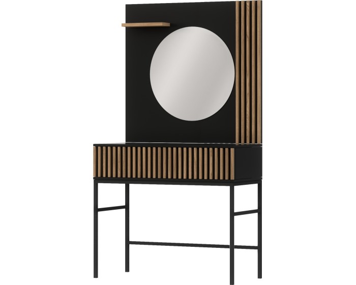 Toaletní stolek se zrcadlem Meorati 85 cm černý/dub Artisan