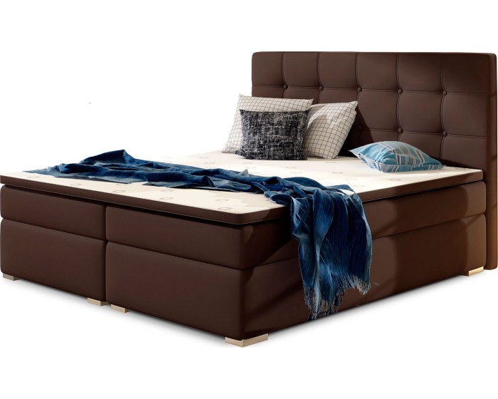Dvoulůžková postel INEZ 140x200 eko kůže Soft 66 hnědá