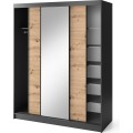 Šatní skříň Esville se zrcadlem 180 cm dub Artisan/černá