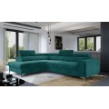 Rohová rozkládací sedací souprava LAURENCE 278 cm Mat Velvet 75 tmavě zelená levá