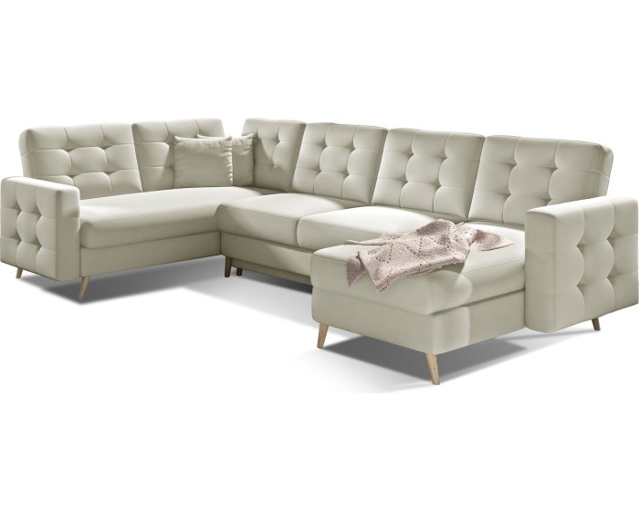 Rohová rozkládací sedací souprava ASGARD U 326 cm Soft 33 béžová univerzální