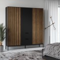 Šatní skříň Meorati 185 cm černá/dub Artisan
