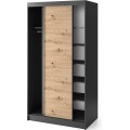Šatní skříň Esville se zrcadlem 120 cm dub Artisan/černá