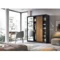 Šatní skříň Marrphy se zrcadlem 180 cm dub Caramel/černá