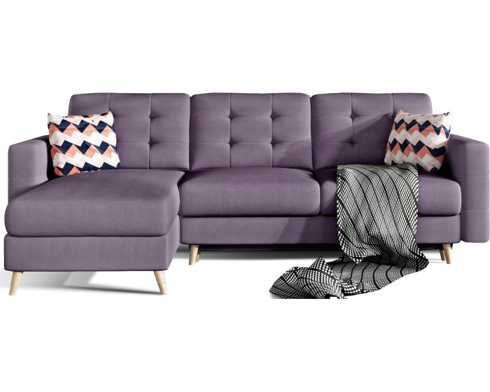 Rohová rozkládací sedací souprava ASGARD L 248 cm Soro 65/Zigzag 60 fialová univerzální