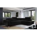 Rohová rozkládací sedací souprava LAURENCE 278 cm Mat Velvet 99 černá pravá