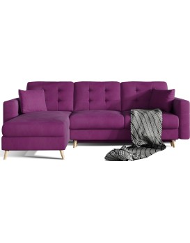Rohová rozkládací sedací souprava ASGARD L 248 cm Mat Velvet 68 vínová univerzální