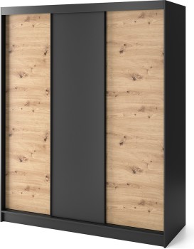 Šatní skříň Esville 180 cm dub Artisan/černá