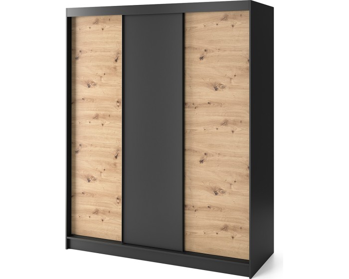 Šatní skříň Esville 180 cm dub Artisan/černá