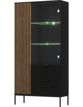 Vitrína Meorati s LED osvětlením 100 cm černá/dub Artisan