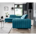 Rohová rozkládací sedací souprava LAURENCE 278 cm Mat Velvet 75 tmavě zelená levá
